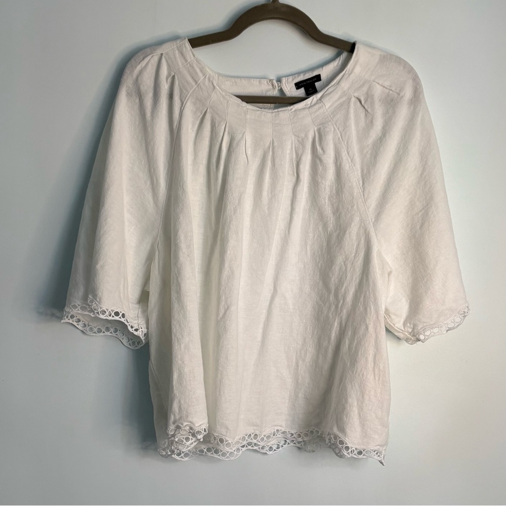 Ann Taylor Cream Blouse with Lace Detail